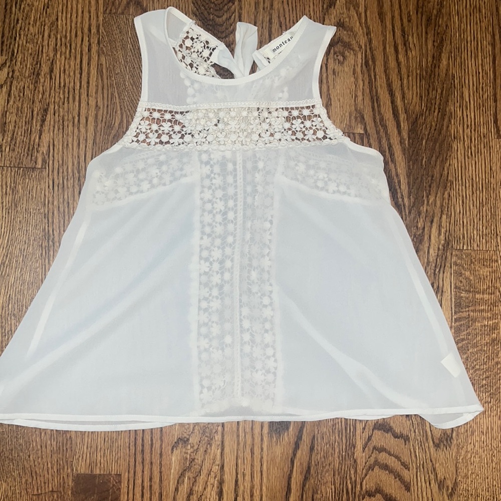 Women’s Monteau Los Angeles lace and tie sheer tank top